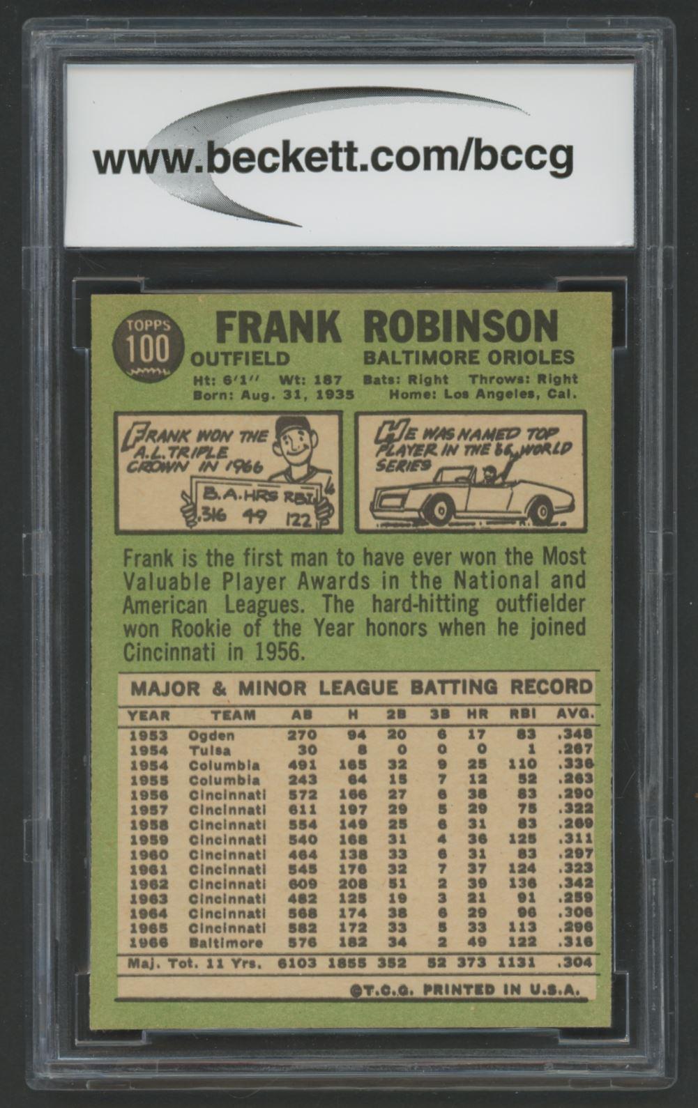 Frank Robinson 1967 Topps #100 DP (BCCG 9) at PristineAuction.com Frank Robinson 1967 Topps #100 DP (BCCG 9) at PristineAuction.com