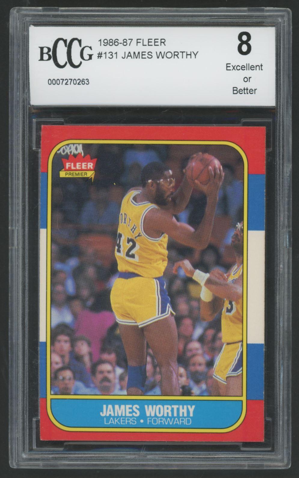 James Worthy 1986-87 Fleer #131 RC (BCCG 8) at PristineAuction.com James Worthy 1986-87 Fleer #131 RC (BCCG 8) at PristineAuction.com