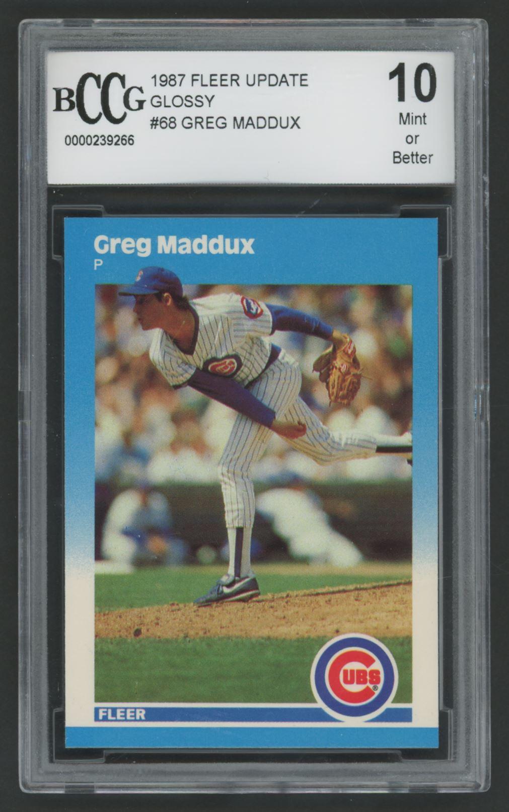 Greg Maddux 1987 Fleer Update Glossy #U68 XRC (BCCG 10) at PristineAuction.com Greg Maddux 1987 Fleer Update Glossy #U68 XRC (BCCG 10) at PristineAuction.com