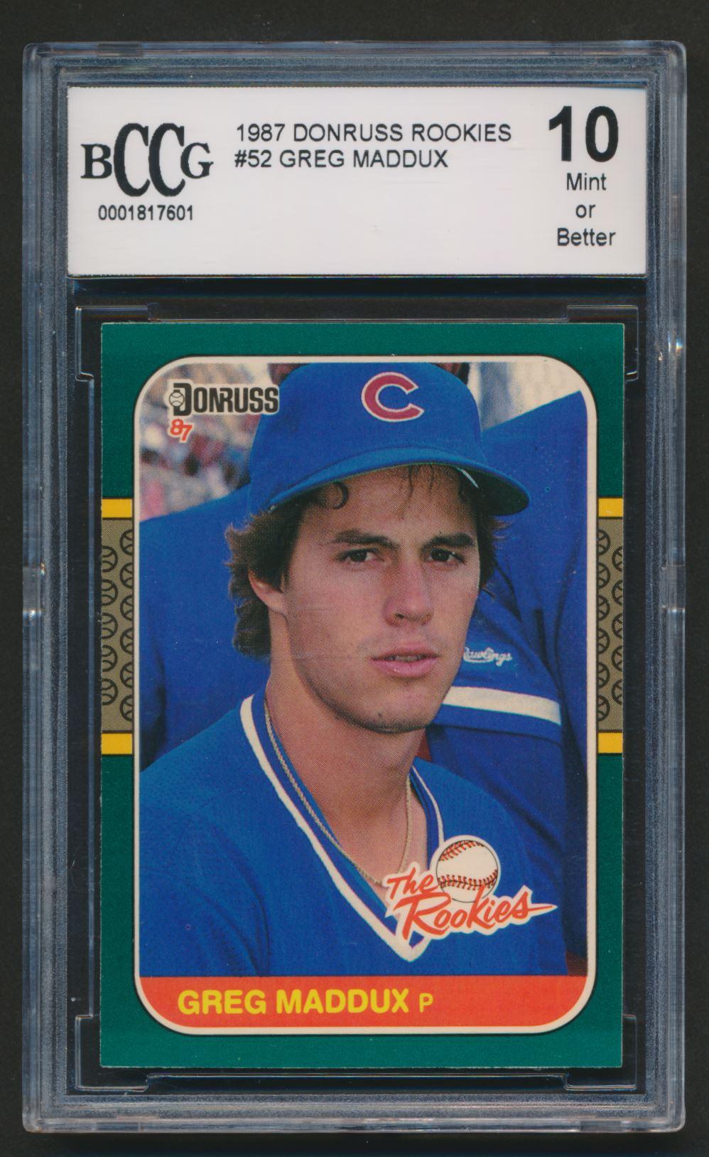 Greg Maddux 1987 Donruss The Rookies #52 (BCCG 10) at PristineAuction.com Greg Maddux 1987 Donruss The Rookies #52 (BCCG 10) at PristineAuction.com