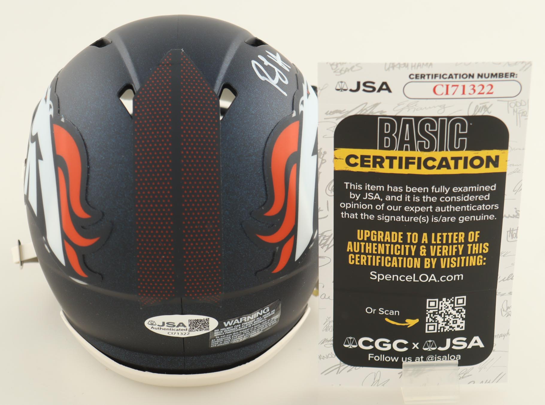 RJ Harvey Signed Broncos Speed Mini Helmet (JSA) at PristineAuction.com RJ Harvey Signed Broncos Speed Mini Helmet (JSA) at PristineAuction.com