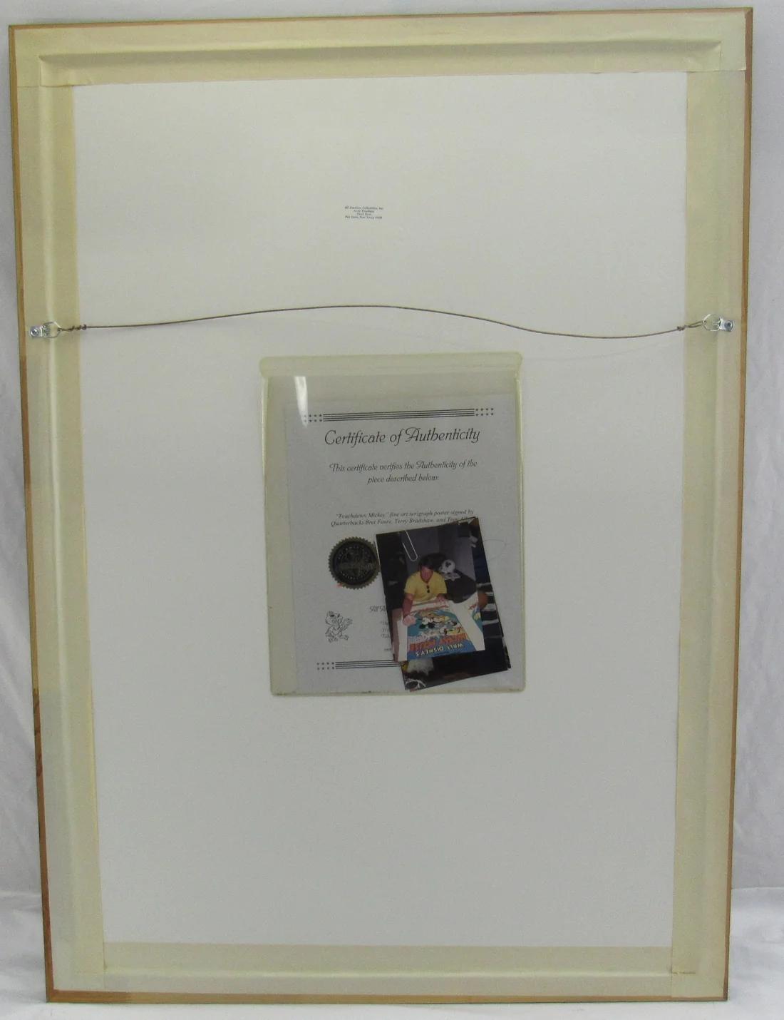 Brett Favre, Troy Aikman & Terry Bradshaw Signed "Mickey Mouse" Custom Framed Poster (JSA) at PristineAuction.com Brett Favre, Troy Aikman & Terry Bradshaw Signed "Mickey Mouse" Custom Framed Poster (JSA) at PristineAuction.com