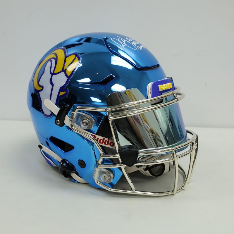Marshall Faulk Signed Rams Full-Size Authentic On-Field Chrome Alternate Speedflex Helmet Inscribed "SB XXXIV Champs" (Beckett) at PristineAuction.com Marshall Faulk Signed Rams Full-Size Authentic On-Field Chrome Alternate Speedflex Helmet Inscribed "SB XXXIV Champs" (Beckett) at PristineAuction.com