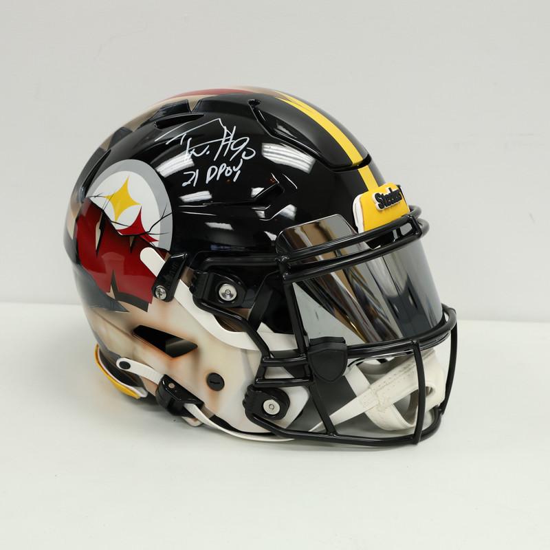 TJ Watt Signed Wisconsin Badgers / Steelers Full-Size Authentic On-Field Custom Painted Speedflex Helmet (Beckett) at PristineAuction.com TJ Watt Signed Wisconsin Badgers / Steelers Full-Size Authentic On-Field Custom Painted Speedflex Helmet (Beckett) at PristineAuction.com