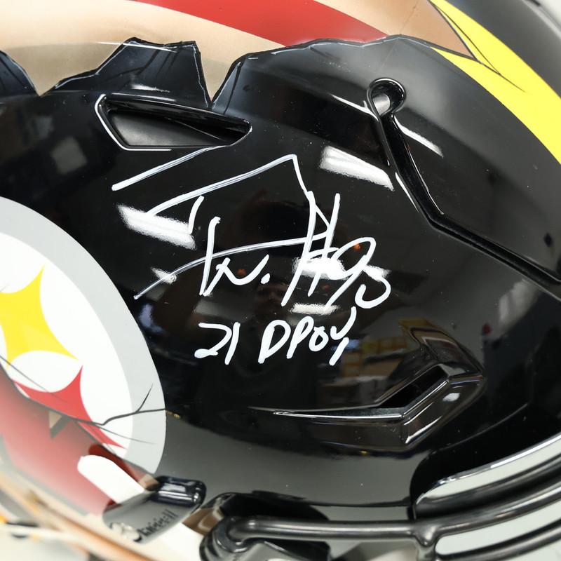 TJ Watt Signed Wisconsin Badgers / Steelers Full-Size Authentic On-Field Custom Painted Speedflex Helmet (Beckett) at PristineAuction.com TJ Watt Signed Wisconsin Badgers / Steelers Full-Size Authentic On-Field Custom Painted Speedflex Helmet (Beckett) at PristineAuction.com