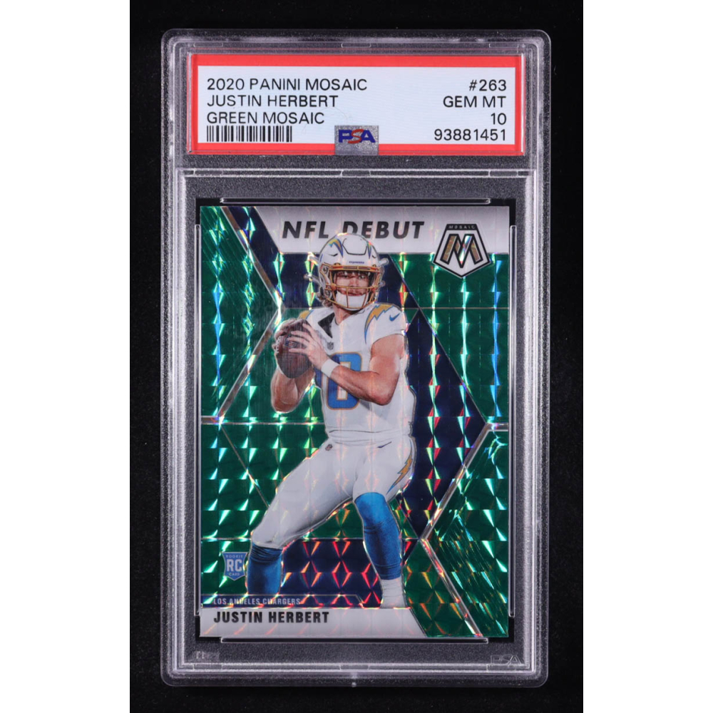 Justin Herbert 2020 Panini Mosaic Mosaic Green #263 DEB RC (PSA 10) at PristineAuction.com