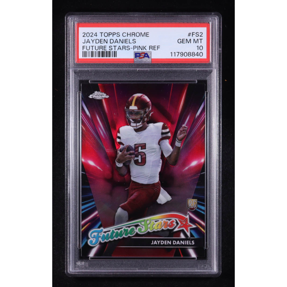Jayden Daniels 2024 Topps Chrome Future Stars Pink Refractors #FS2 RC (PSA 10) at PristineAuction.com