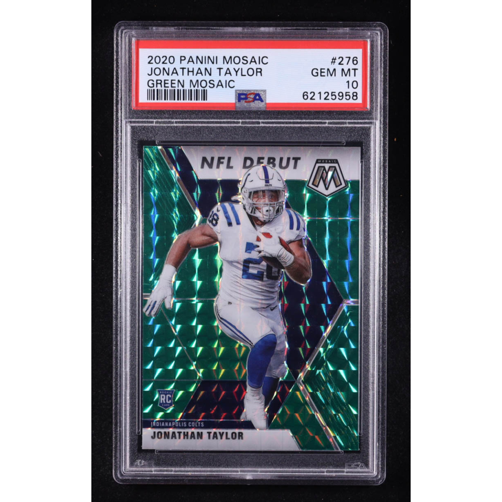 Jonathan Taylor 2020 Panini Mosaic Mosaic Green #276 DEB RC (PSA 10) at PristineAuction.com