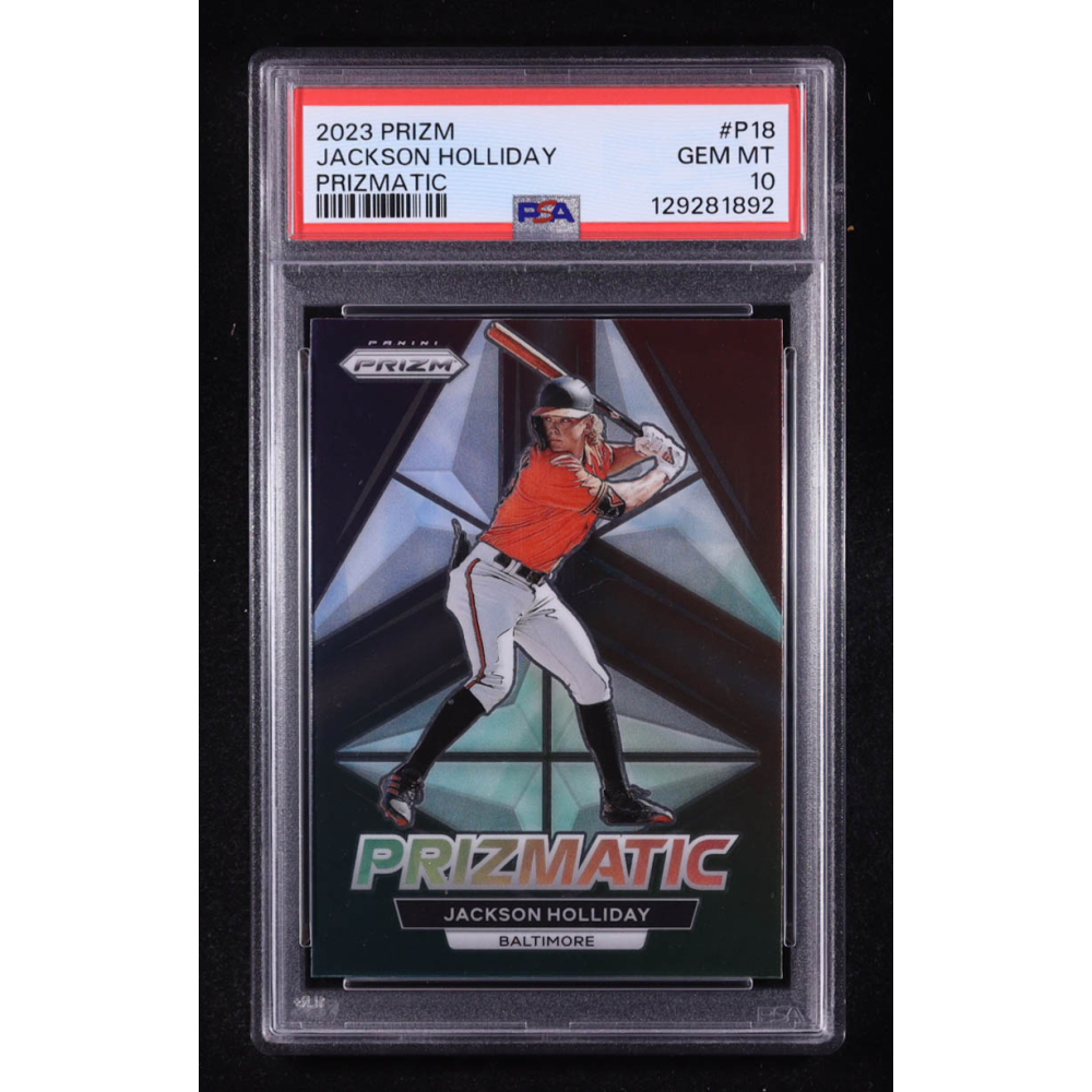 Jackson Holliday 2023 Panini Prizm Prizmatic #18 RC (PSA 10) at PristineAuction.com