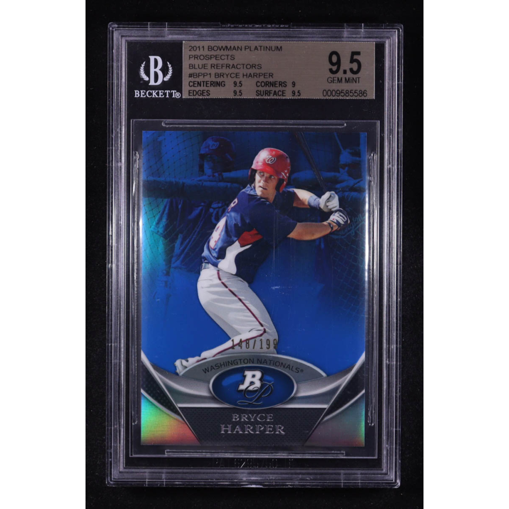 Bryce Harper 2011 Bowman Platinum Prospects Blue Refractors #BPP1 RC #148/199 (BGS 9.5) at PristineAuction.com