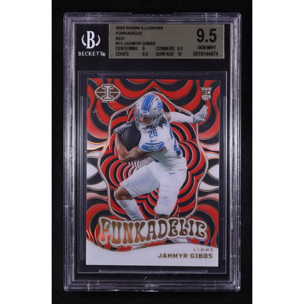 Jahmyr Gibbs 2023 Panini Illusions Funkadelic Red #15 #17/199 RC (BGS 9.5) at PristineAuction.com