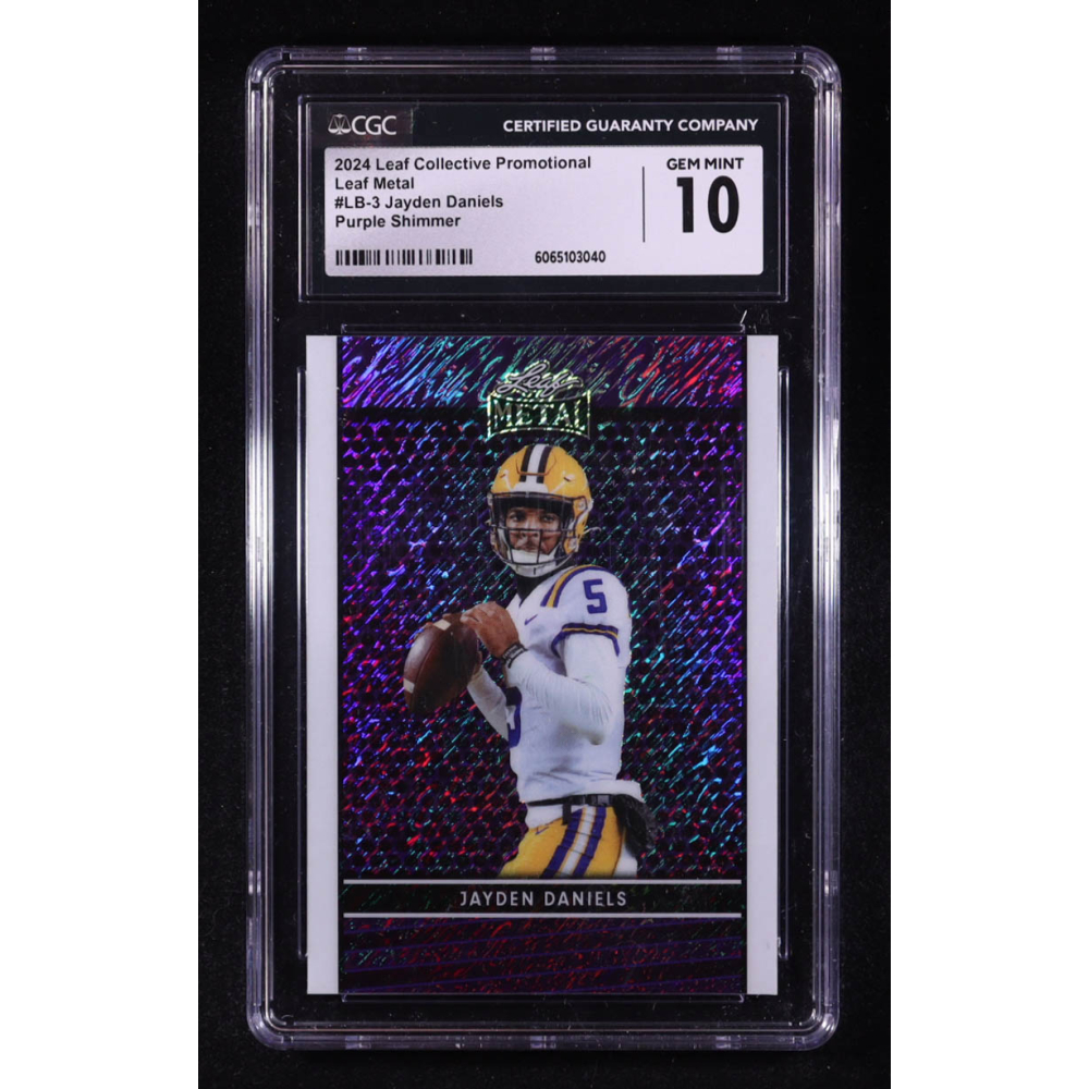 Jayden Daniels 2024 Leaf Metal Promos Purple Shimmer #LB3 RC #24/199 (CGC 10) at PristineAuction.com