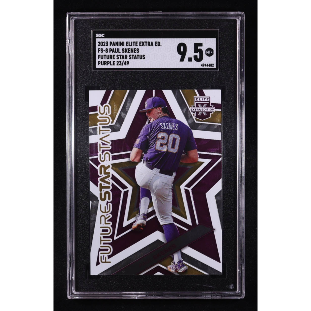 Paul Skenes 2023 Elite Extra Edition Future Star Status Purple #8 #23/49 RC (SGC 9.5) at PristineAuction.com