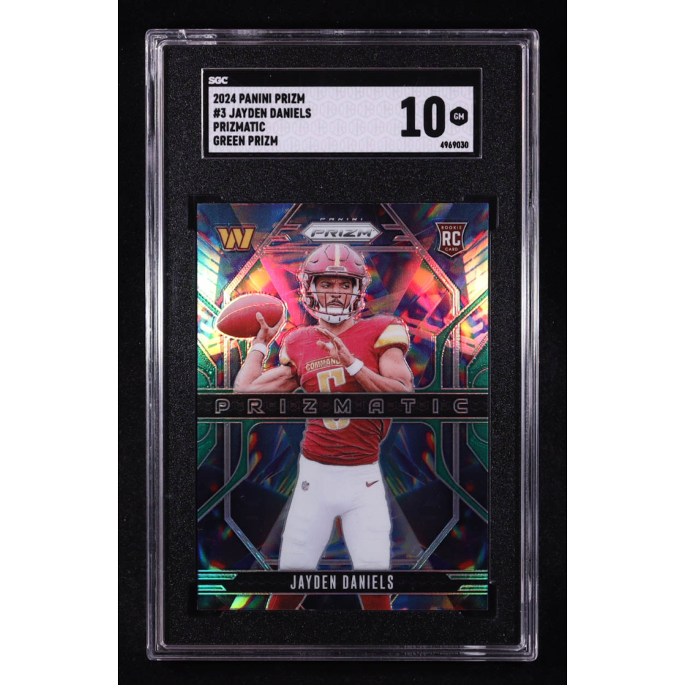 Jayden Daniels 2024 Panini Prizm Prizmatic Green Prizm #3 (SGC 10) at PristineAuction.com