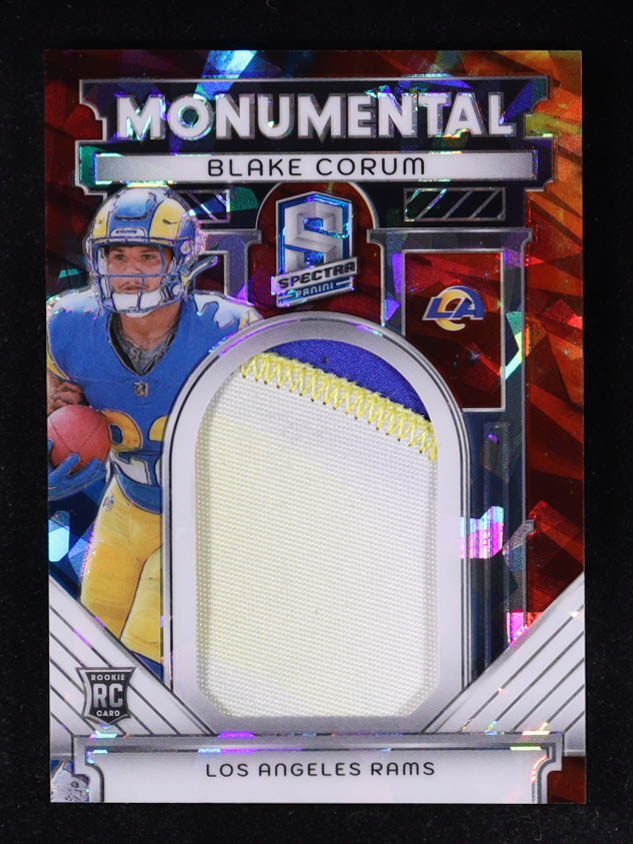 Blake Corum 2024 Panini Spectra Monumental Memorabilia Astral #33 #27/40 RC at PristineAuction.com Blake Corum 2024 Panini Spectra Monumental Memorabilia Astral #33 #27/40 RC at PristineAuction.com