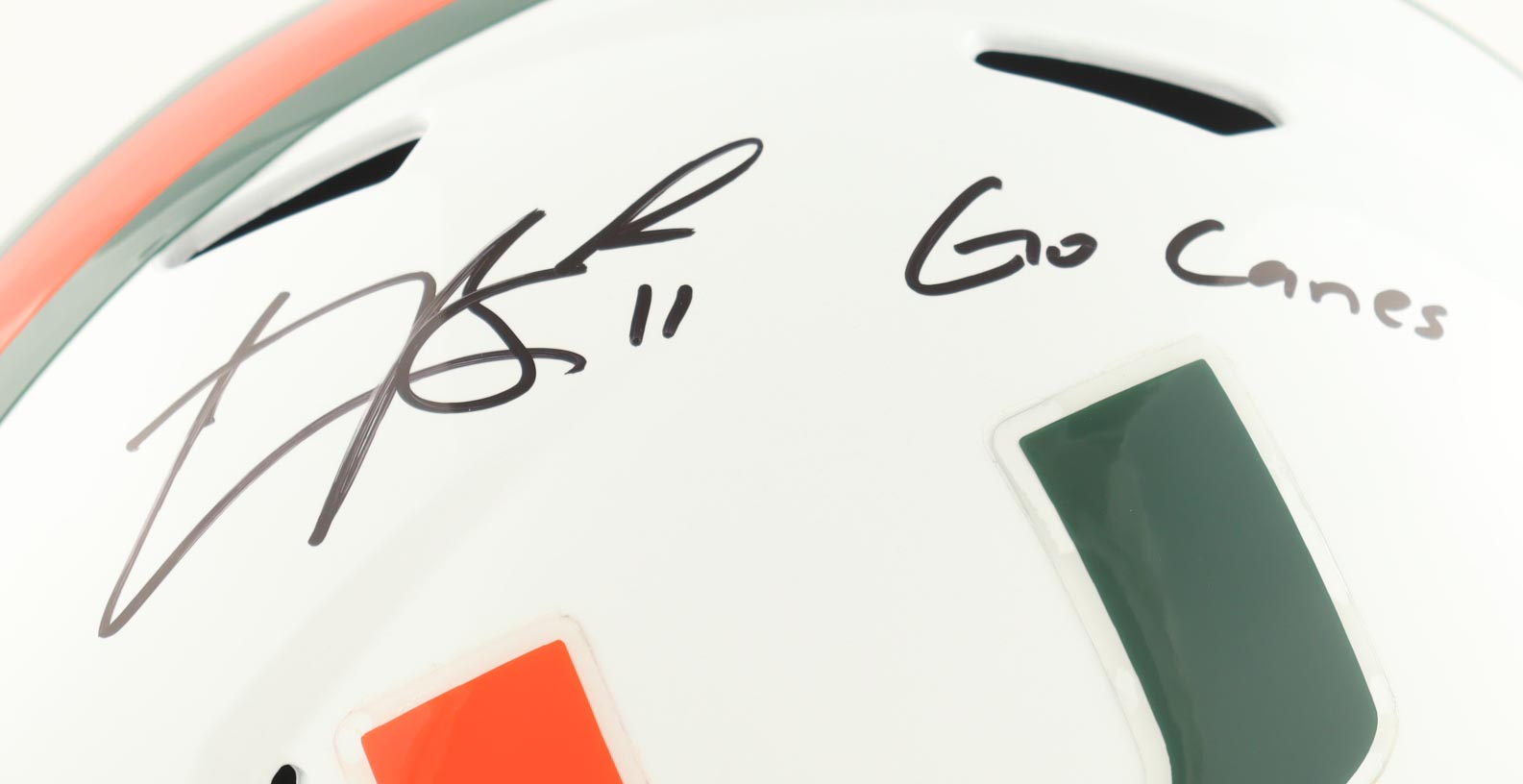 Carson Beck Signed Miami Hurricanes Full-Size Speed Helmet Inscribed "Go Canes" (Beckett) at PristineAuction.com Carson Beck Signed Miami Hurricanes Full-Size Speed Helmet Inscribed "Go Canes" (Beckett) at PristineAuction.com