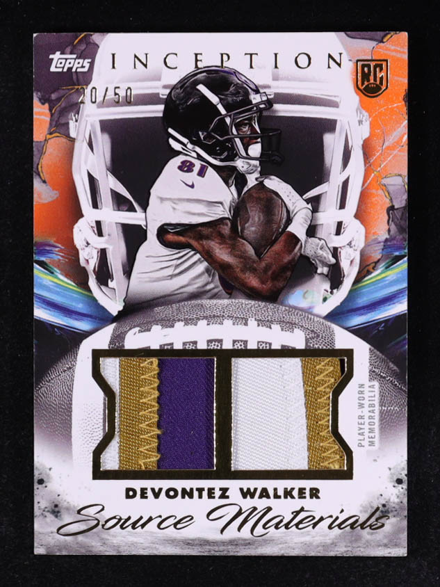 Devontez Walker 2024 Topps Inception Source Materials Orange #SMDW #20/50 RC at PristineAuction.com Devontez Walker 2024 Topps Inception Source Materials Orange #SMDW #20/50 RC at PristineAuction.com