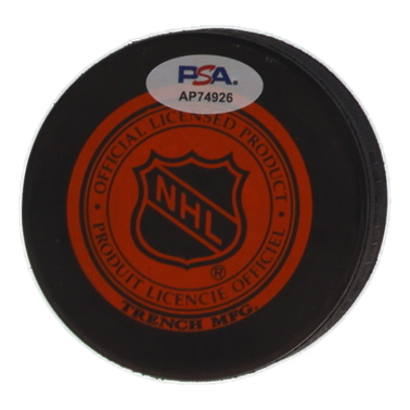 Harry Lumley Signed Red Wings Logo Puck Inscribed "H.O.F. 1980" (PSA) at PristineAuction.com Harry Lumley Signed Red Wings Logo Puck Inscribed "H.O.F. 1980" (PSA) at PristineAuction.com