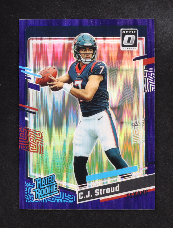 CJ Stroud 2023 Donruss Optic Purple Shock #244 RR RC at PristineAuction.com CJ Stroud 2023 Donruss Optic Purple Shock #244 RR RC at PristineAuction.com