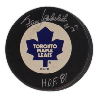 Frank Mahovlich Signed Maple Leafs Logo Puck Inscribed "H.O.F. 81" (PSA) at PristineAuction.com