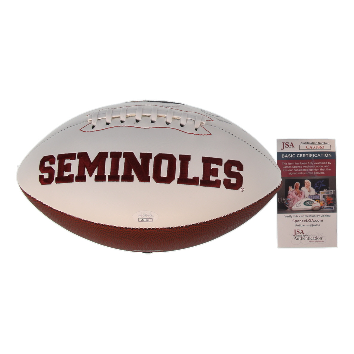 Charlie Ward Signed Florida State Seminoles Logo White Panel Football Inscribed "93 Heisman Champs" (JSA) at PristineAuction.com Charlie Ward Signed Florida State Seminoles Logo White Panel Football Inscribed "93 Heisman Champs" (JSA) at PristineAuction.com