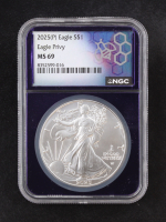 2025(P) American Silver Eagle, Eagle Privy - Limited Mintage of 500,000 (NGC MS69) at PristineAuction.com