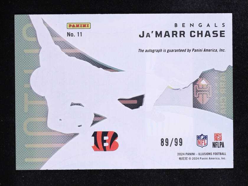 Ja'Marr Chase 2024 Panini Illusions Clutch Signatures #11 #89/99 at PristineAuction.com Ja'Marr Chase 2024 Panini Illusions Clutch Signatures #11 #89/99 at PristineAuction.com