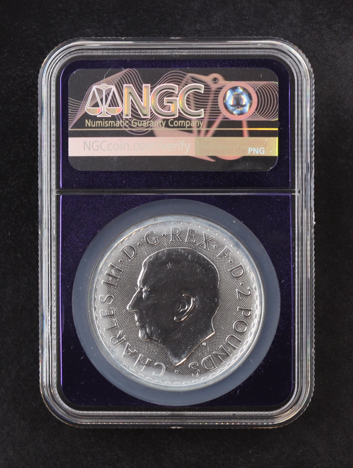 2025 G.Britain £2 Britannia, S.S. Tilawa Privy - Made from WWII Sunken S.S. Tilawa Recovered Silver - 1oz .999 Fine Silver (NGC MS69) at PristineAuction.com 2025 G.Britain £2 Britannia, S.S. Tilawa Privy - Made from WWII Sunken S.S. Tilawa Recovered Silver - 1oz .999 Fine Silver (NGC MS69) at PristineAuction.com