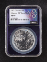2025 G.Britain £2 Britannia, S.S. Tilawa Privy - Made from WWII Sunken S.S. Tilawa Recovered Silver - 1oz .999 Fine Silver (NGC MS69) at PristineAuction.com
