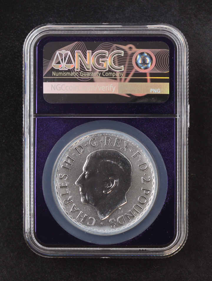 2025 G.Britain £2 Britannia, S.S. Tilawa Privy - Made from WWII Sunken S.S. Tilawa Recovered Silver - 1oz .999 Fine Silver (NGC MS69) at PristineAuction.com 2025 G.Britain £2 Britannia, S.S. Tilawa Privy - Made from WWII Sunken S.S. Tilawa Recovered Silver - 1oz .999 Fine Silver (NGC MS69) at PristineAuction.com