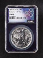 2025 G.Britain &pound;2 Britannia, S.S. Tilawa Privy - Made from WWII Sunken S.S. Tilawa Recovered Silver - 1oz .999 Fine Silver (NGC MS69) at PristineAuction.com