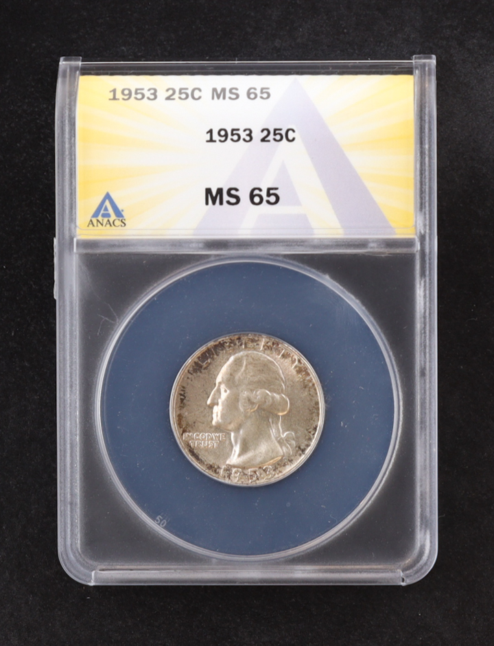 1953 Washington Silver 25C Quarter (ANACS MS65) at PristineAuction.com 1953 Washington Silver 25C Quarter (ANACS MS65) at PristineAuction.com