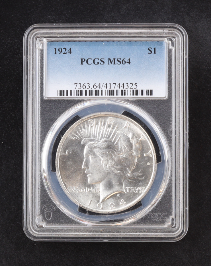 1924 Peace Silver Dollar (PCGS MS64) at PristineAuction.com 1924 Peace Silver Dollar (PCGS MS64) at PristineAuction.com