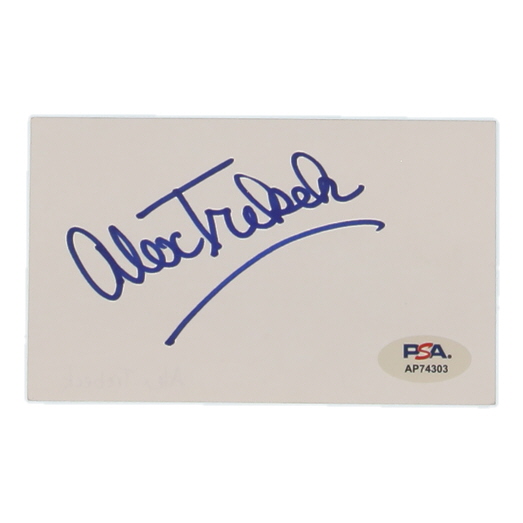 Alex Trebek Signed 3x5 Cut (PSA) at PristineAuction.com Alex Trebek Signed 3x5 Cut (PSA) at PristineAuction.com