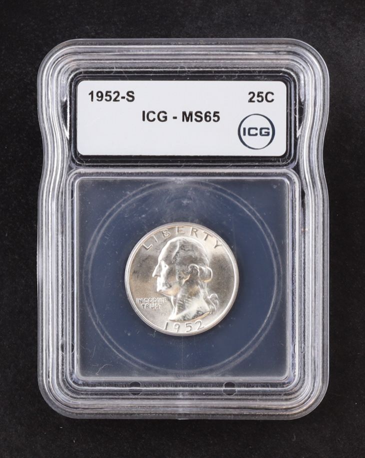 1952-S Washington Silver 25C Quarter (ICG MS65) at PristineAuction.com 1952-S Washington Silver 25C Quarter (ICG MS65) at PristineAuction.com