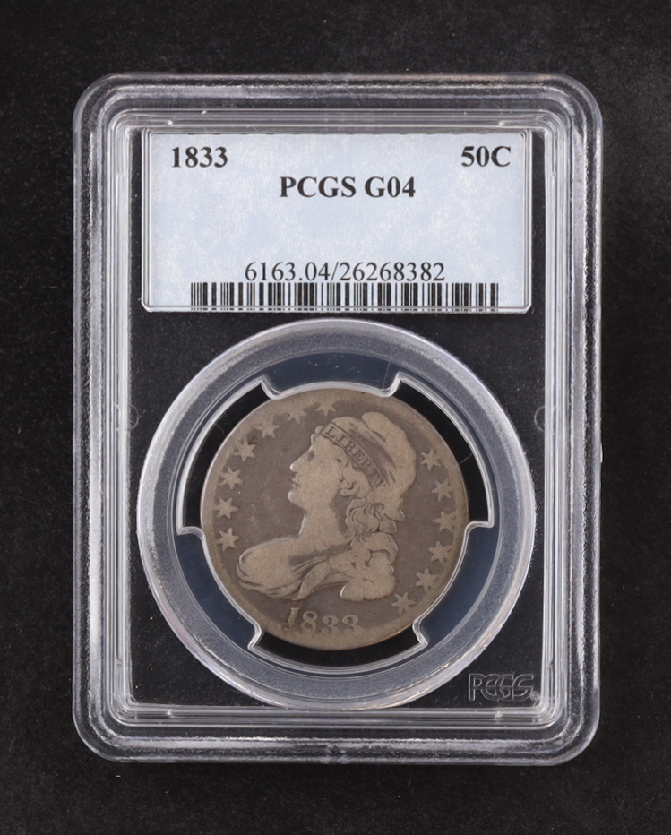 1833 Seated Bust 50C Silver Half Dollar (PCGS G04) at PristineAuction.com 1833 Seated Bust 50C Silver Half Dollar (PCGS G04) at PristineAuction.com