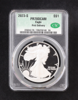 2023-S Proof American Silver Eagle, First Delivery (CAC PR70DCAM) at PristineAuction.com