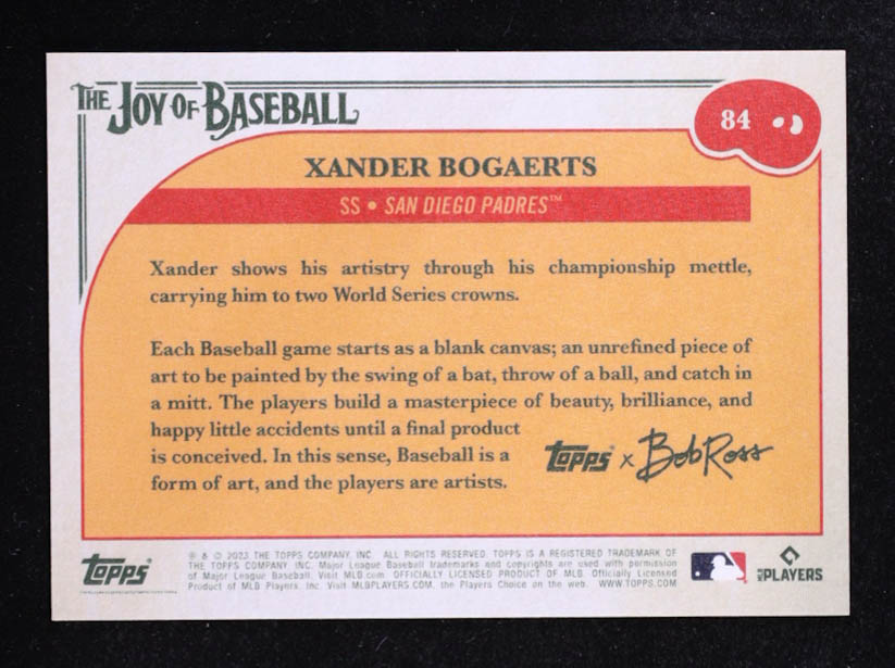 Xander Bogaerts 2023 Topps X Bob Ross The Joy of Baseball #84 at PristineAuction.com Xander Bogaerts 2023 Topps X Bob Ross The Joy of Baseball #84 at PristineAuction.com