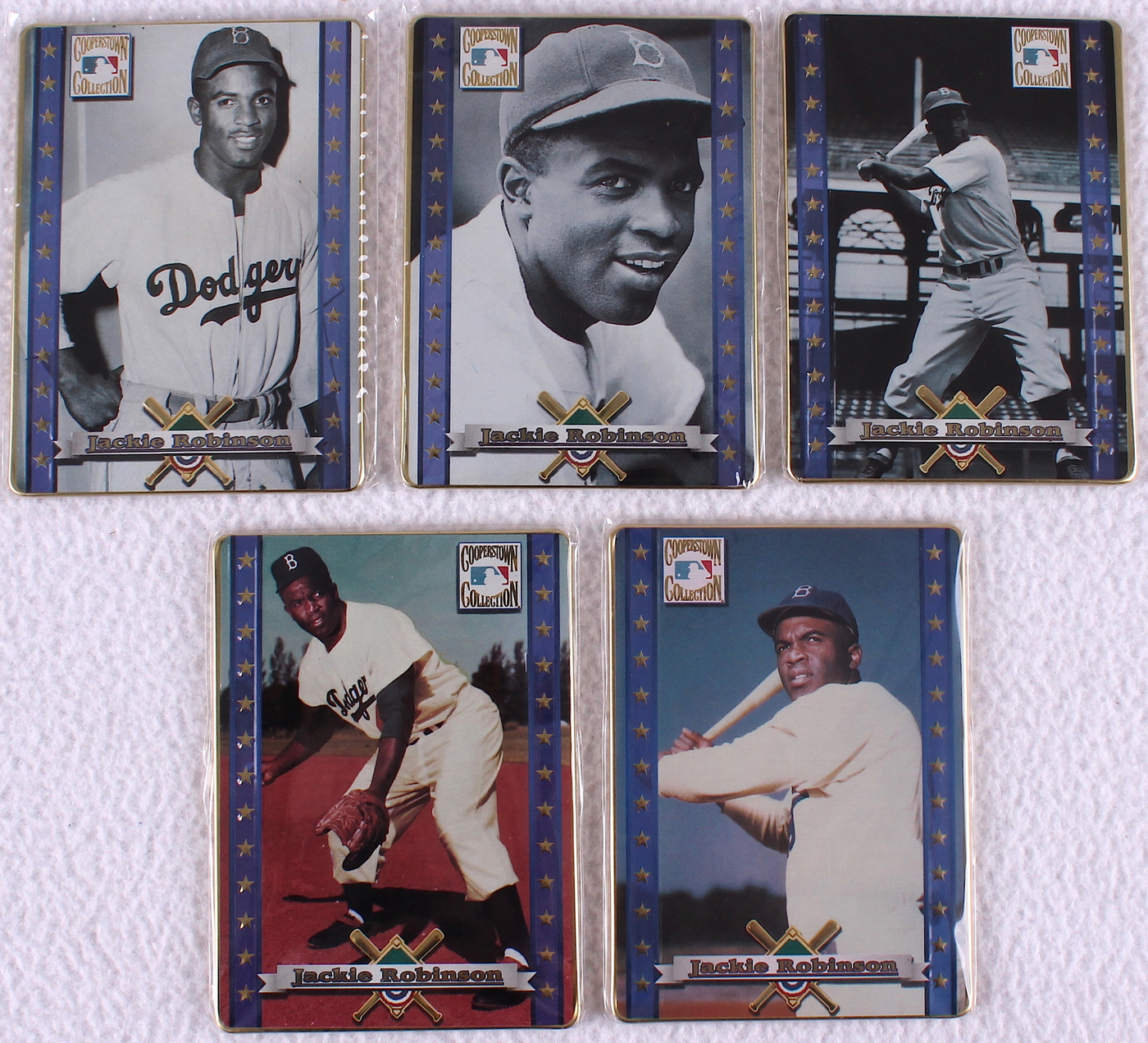 Complete Set of (5) Metallic Impressions Jackie Robinson Embossed Metal Collector Cards in Original Tin at PristineAuction.com Complete Set of (5) Metallic Impressions Jackie Robinson Embossed Metal Collector Cards in Original Tin at PristineAuction.com