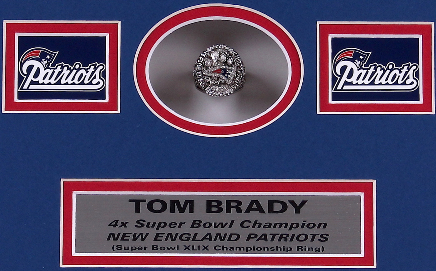 Tom Brady Patriots 14x22 Custom Framed Super Bowl XLIX Championship Ring Display at PristineAuction.com Tom Brady Patriots 14x22 Custom Framed Super Bowl XLIX Championship Ring Display at PristineAuction.com