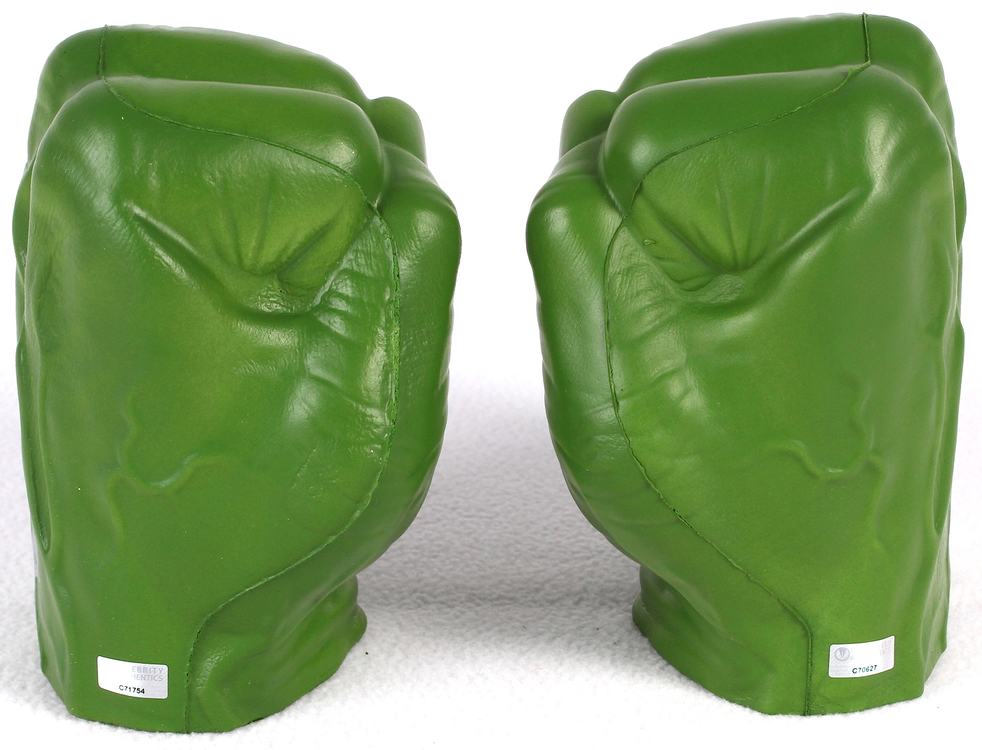 Stan Lee & Lou Ferrigno Dual Signed Full-Size "The Incredible Hulk" Fist Set (Celebrity Authentics COA) at PristineAuction.com Stan Lee & Lou Ferrigno Dual Signed Full-Size "The Incredible Hulk" Fist Set (Celebrity Authentics COA) at PristineAuction.com