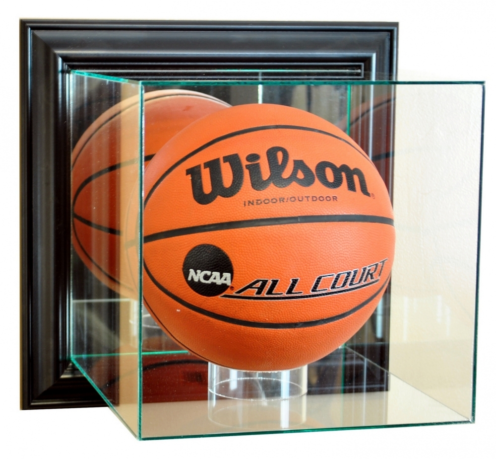Wall Mounted FullSize Basketball Display Case with Mirrored Back