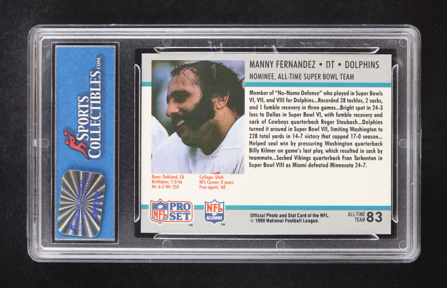 Manny Fernandez Signed 1990-91 Pro Set Super Bowl 160 #83 (PSA) at PristineAuction.com Manny Fernandez Signed 1990-91 Pro Set Super Bowl 160 #83 (PSA) at PristineAuction.com