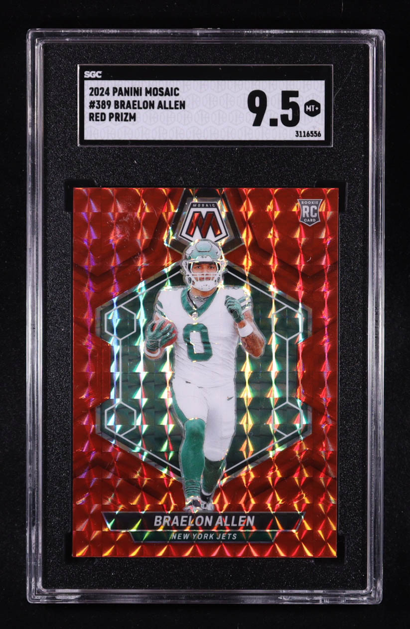 Braelon Allen 2024 Panini Mosaic Red Prizm #389 RC (SGC 9.5) at PristineAuction.com Braelon Allen 2024 Panini Mosaic Red Prizm #389 RC (SGC 9.5) at PristineAuction.com