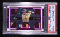 Jackson Merrill 2024 Panini Three and Two Full Count Swatches Red FOTL #7 #4/6 RC (PSA 9) at PristineAuction.com