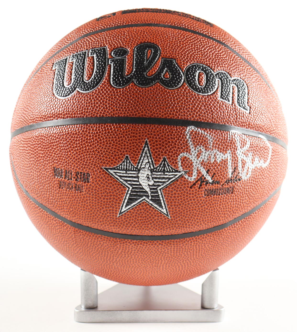 Larry Bird Signed NBA Basketball with Display Stand (PSA) at PristineAuction.com Larry Bird Signed NBA Basketball with Display Stand (PSA) at PristineAuction.com