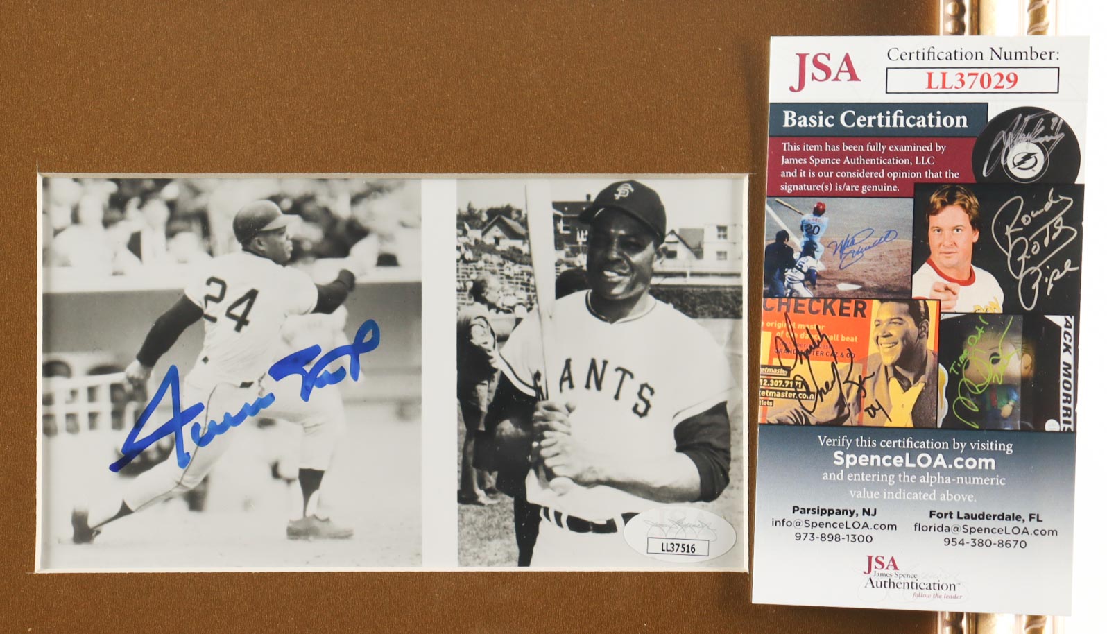 Willie Mays Signed Giants Custom Framed Photo Display with Vintage 1965 Lapel Pin (JSA) at PristineAuction.com Willie Mays Signed Giants Custom Framed Photo Display with Vintage 1965 Lapel Pin (JSA) at PristineAuction.com