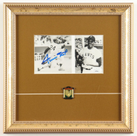 Willie Mays Signed Giants Custom Framed Photo Display with Vintage 1965 Lapel Pin (JSA) at PristineAuction.com