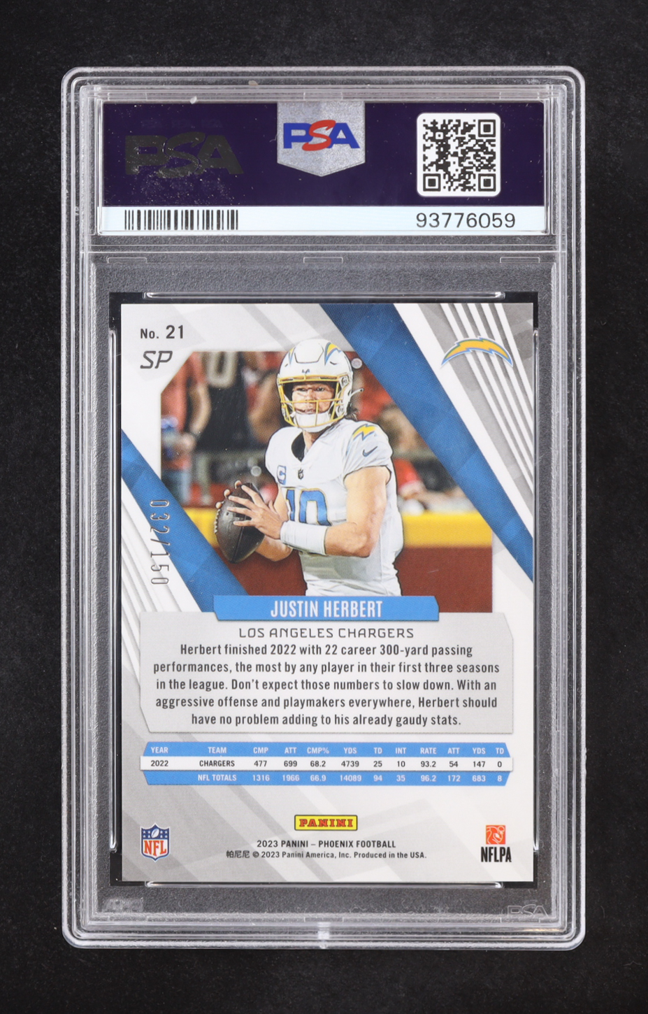 Justin Herbert 2023 Panini Phoenix SP Lava #21 #032/150 (PSA 9) at PristineAuction.com Justin Herbert 2023 Panini Phoenix SP Lava #21 #032/150 (PSA 9) at PristineAuction.com