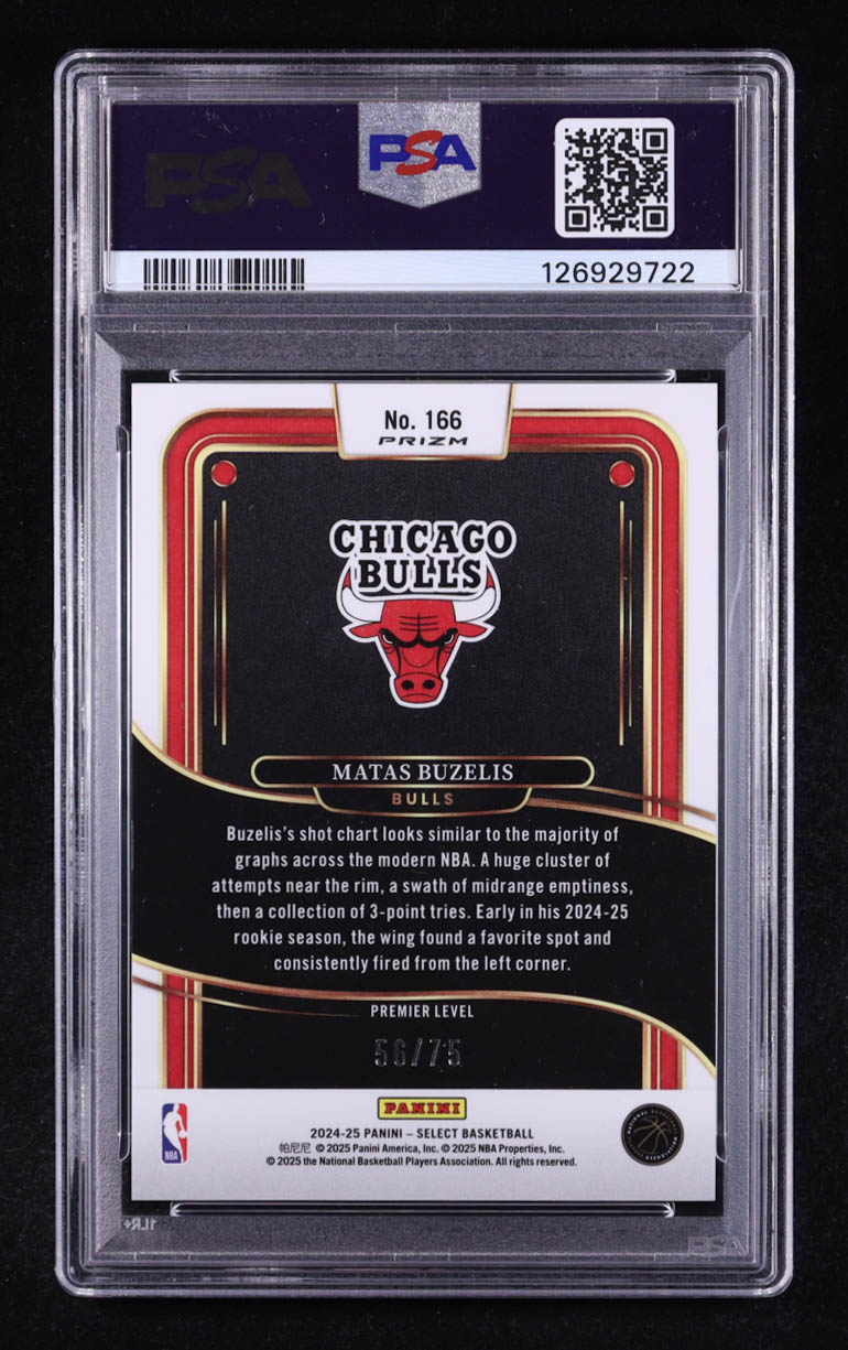 Matas Buzelis 2024-25 Select Blue Wave Prizms #166 #56/75 (PSA 10) at PristineAuction.com Matas Buzelis 2024-25 Select Blue Wave Prizms #166 #56/75 (PSA 10) at PristineAuction.com